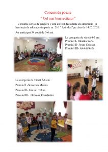Concurs de poezie ” Cel mai bun recitator”
